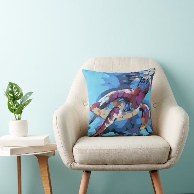 Sea Turtle Painting - Ocean Life Home Decor Kussen (Stoel)