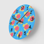 Sea Turtle Pattern With Numbers Ronde Klok (Hoek)