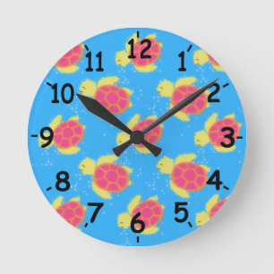 Sea Turtle Pattern With Numbers Ronde Klok