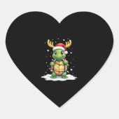Sea Turtle Santa Christmas Lights Cute Xmas Men Wo Hart Sticker (Voorkant)