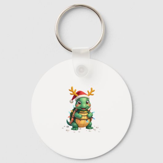 Sea Turtle Santa Christmas Lights Cute Xmas Men Wo Sleutelhanger (Voorkant)