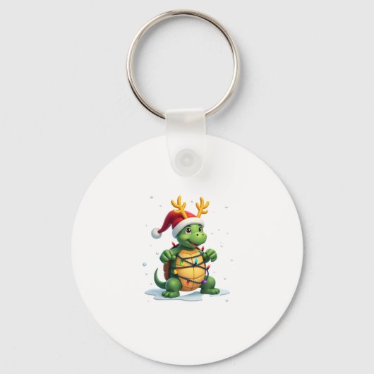 Sea Turtle Santa Christmas Lights Cute Xmas Men Wo Sleutelhanger (Voorkant)