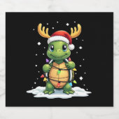 Sea Turtle Santa Christmas Lights Cute Xmas Men Wo Sparkling Wijnetiket (Enkel label)