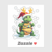 Sea Turtle Santa Christmas Lights Cute Xmas Men Wo Sticker (Vel)