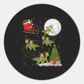 Sea Turtle Santa Sleigh Flying Funny Magical Chris Ronde Sticker (Voorkant)