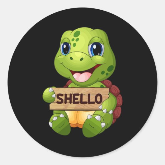 Sea Turtle Sealife Ocean Turtles Animal Gift Idea Ronde Sticker (Voorkant)