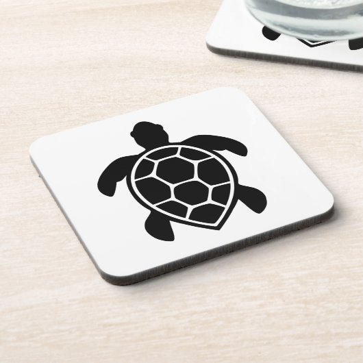 Sea Turtle Silhouette Minimalist Bier Onderzetter (Linkerzijde)