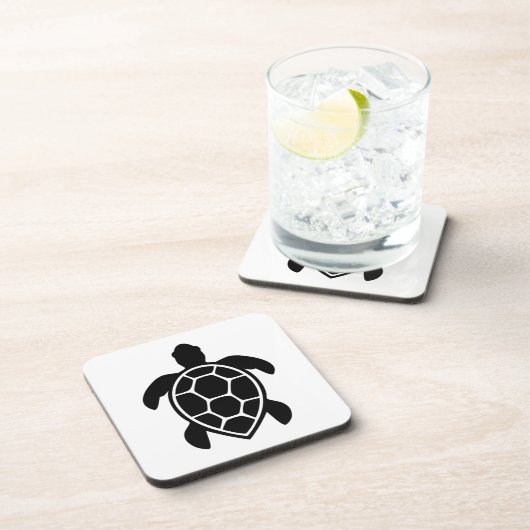 Sea Turtle Silhouette Minimalist Bier Onderzetter (Rechterzijde)