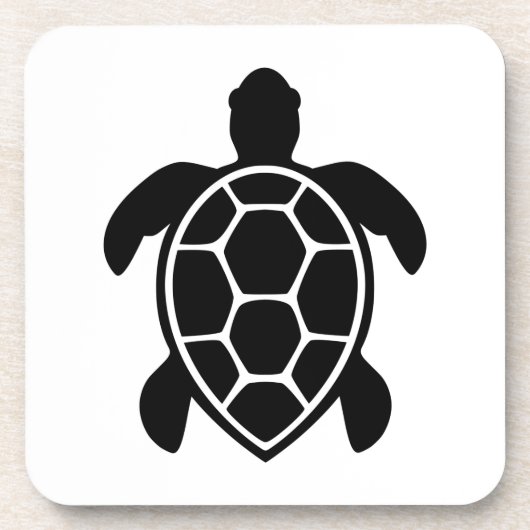 Sea Turtle Silhouette Minimalist Bier Onderzetter (Voorkant)