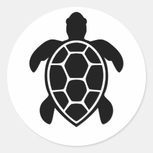 Sea Turtle Silhouette Minimalist Ronde Sticker