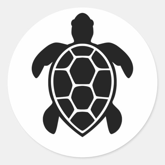 Sea Turtle Silhouette Minimalist Ronde Sticker (Voorkant)