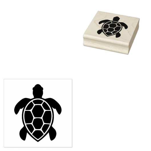 Sea Turtle Silhouette Minimalist Rubberstempel (Gestempeld)