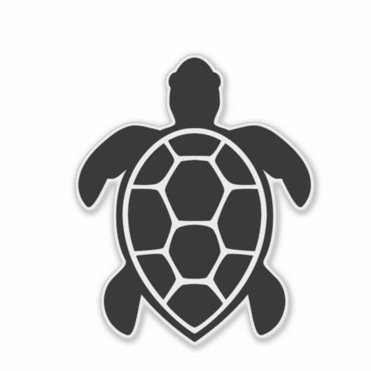 Sea Turtle Silhouette Minimalist Sticker (Voorkant)