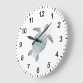 Sea Turtle Silver White Coastal Maritime Grote Klok (Hoek)