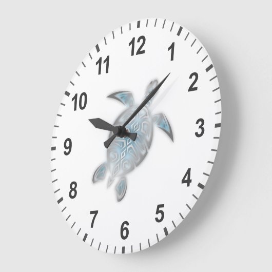 Sea Turtle Silver White Coastal Maritime Grote Klok (Hoek)
