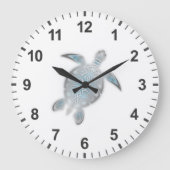 Sea Turtle Silver White Coastal Maritime Grote Klok (Voorkant)