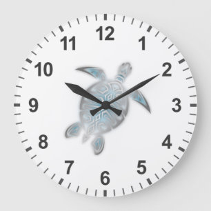 Sea Turtle Silver White Coastal Maritime Grote Klok