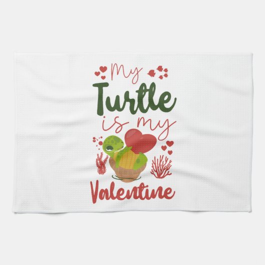 Sea Turtle Tortoise Valentines Day    Theedoek (Horizontaal)