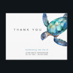 Sea Turtle Tropical Funeral Loss of Life Thank You Briefkaart<br><div class="desc">Funeral and Loss of Loved one Thank You Postcard.  Postcard.  Celebrating the life of.  Watercolor Sea Turtle.  Tropical.</div>