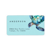 Sea Turtle Tropical Return Address Etiket (Voorkant)
