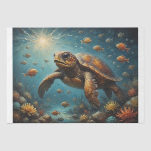 Sea Turtle Underwater Decoupage Tissuepapier (Voorkant)