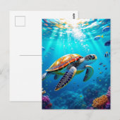 Sea Turtle Vibrant Colorful Underwater Scene Briefkaart (Voorkant / Achterkant)