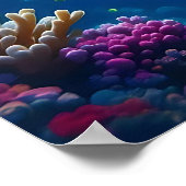 Sea Turtle Vibrant Colorful Underwater Scene Poster (Hoek)