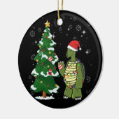 Sea Turtle Wearing Santa Hat Merry Christmas Keramisch Ornament (Links)