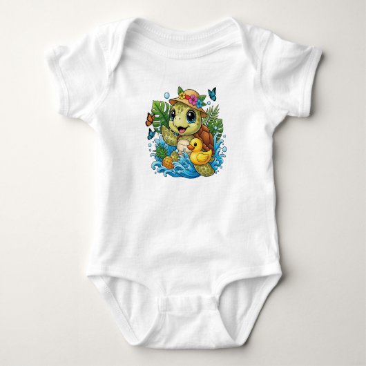 Sea Turtle with Yellow Ducky Romper (Voorkant)