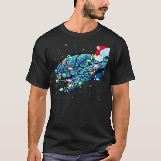 Sea Turtle Xmas Lighting Santa Hat Sea Turtle Chri T-shirt (Voorkant)