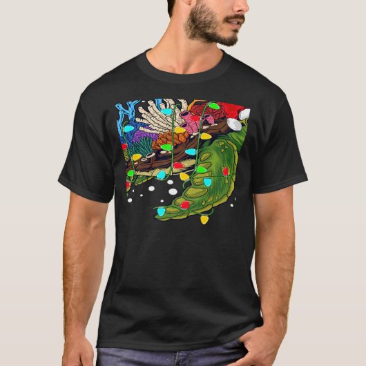 Sea Turtle Xmas Lights Santa Sea Turtle Christmas T-shirt (Voorkant)