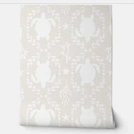 Sea Turtles and Starfish Coastal in Light Beige Behang