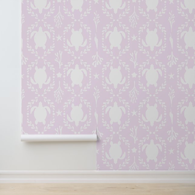 Sea Turtles and Starfish Coastal in Light Pink Behang (Applicatie)