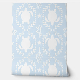 Sea Turtles Coastal White and Light Blue Behang