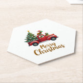 Sea Turtles Driving Christmas Tree Truck Turtle Ch Kartonnen Onderzetters (Schuin)