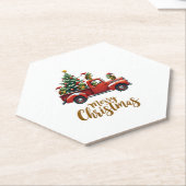 Sea Turtles Driving Christmas Tree Truck Turtle Ch Kartonnen Onderzetters (Schuin)