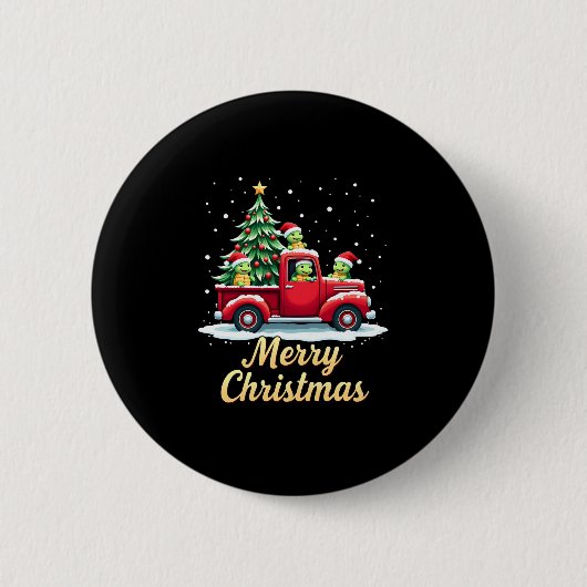 Sea Turtles Driving Christmas Tree Truck Turtle Ch Ronde Button 5,7 Cm (Voorkant)