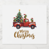 Sea Turtles Driving Christmas Tree Truck Turtle Ch Sparkling Wijnetiket (Enkel label)