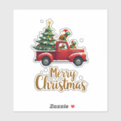 Sea Turtles Driving Christmas Tree Truck Turtle Ch Sticker (Vel)