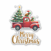 Sea Turtles Driving Christmas Tree Truck Turtle Ch Sticker (Voorkant)