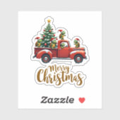 Sea Turtles Driving Christmas Tree Truck Turtle Ch Sticker (Vel)