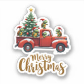 Sea Turtles Driving Christmas Tree Truck Turtle Ch Sticker (Voorkant)
