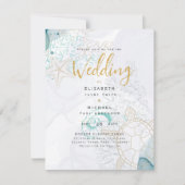 Sea Turtles Ocean Life Beach Teal Wedding Kaart (Voorkant)
