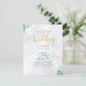 Sea Turtles Ocean Life Beach Teal Wedding Kaart (Staand voorkant)