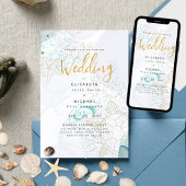 Sea Turtles Ocean Life Beach Teal Wedding Kaart