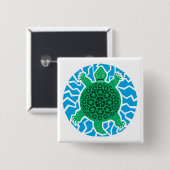 Sea Turtles, Recycling Vierkante Button 5,1 Cm (Voorkant /achterkant)