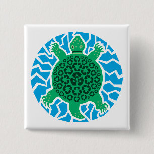 Sea Turtles, Recycling Vierkante Button 5,1 Cm