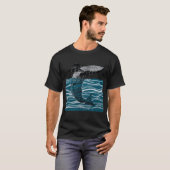 sea whale jump whale in blue waves funny gift t-shirt (Voorkant volledig)