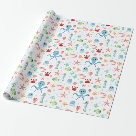 Sea World patroon Cadeaupapier (Uitgerold)