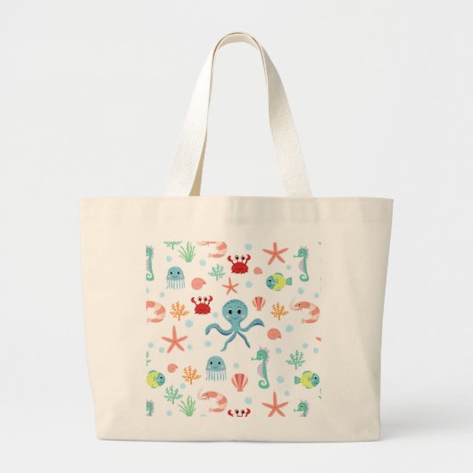Sea World-patroon Grote Tote Bag (Voorkant)